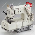 چرخ خیاطی چهار سوزنه پیراهن کانزا اسپشیال مدل DFB1404PSF، قابلیت راسته‌دوزی در ردیف‌های موازی از رو و از زیر پارچه مناسب برای دوخت جلوی پیرهن با سرعت بالا.