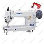 چرخ خیاطی دو پایه صنعتی هانری با قابلیتِ دوخت ساده­‌دوزی مخصوص پارچه­‌ها و کارهای بسیار ضخیم مثل کیف چرم، پالتو، انواع بند و سایر ابزار چرمی با سرعت بالا.