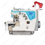 چرخ خیاطی سردوز سه نخ کامپیوتری سر قائمی زن جک c5 با مکش بادی. دوخت سردوزی و برش پارچه با تیغ با سرعت بسیار بالا، با صدا و مصرف برق کم.