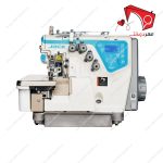 چرخ خیاطی سردوز چهار نخ کامپیوتری سر قائمی زن جک c۵ با مکش بادی. دوخت سردوزی و برش پارچه با تیغ با سرعت بسیار بالا، با صدا و مصرف برق کم.