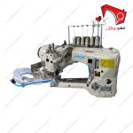 چرخ خیاطی فلت جک مدل JK-8740 با طراحی مناسب جهت جفت‌کردن دو پارچه در کنار یکدیگر، برش قسمت‌های اضافی و دوخت قسمت‌های جفت‌شده.