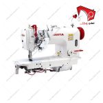 چرخ خیاطی دو سوزن دو ماکو جویتا، با قابلیتِ دوخت ساده­‌د‌وزی به­‌صورت دو ردیفه موا از روی کار و دوردیف ساده­‌دوزی در قسمت زیر پارچه.