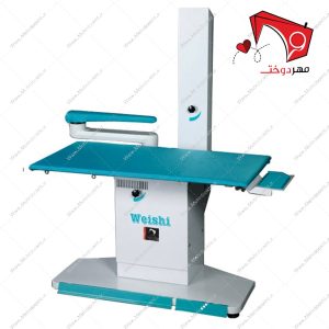 میز مکش صنعتی مستطیلی ویشی با قابلیت مَکِشِ پارچه روی میز جهت تسهیل فرآیند اتو،مناسب برای استفاده در مزونها و کارگاههای تولیدی و موارد حرفهای.