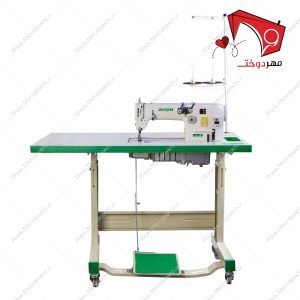 چرخ خیاطی دو سوزن دو قلاب زوجی موتور سرخود- نمای سوار شده