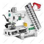 چرخ خیاطی کمرکش ۱۲ سوزنه زوجی ، با قابلیت دوخت راسته دوزی در ردیف‌های موازی از رو و زیر پارچه، مناسب جهت استفاده در کارگاه­‌های تولیدی.