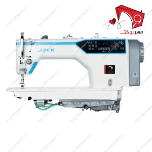 چرخ خیاطی راسته‌ دوز جک کامپیوتری سخنگو مدل A5E ، قطع خودکار نخ در ابتدا و انتهای دوخت، بلند کردنِ پایه‌ی دوخت، راسته‌دوزی‌های مختلف.