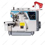 چرخ خیاطی سردوز پنج نخ کامپیوتری فول اتومات جک مدل C6. دوخت سردوزی و برش پارچه با تیغ با سرعت بسیار بالا، با صدا و مصرف برق کم.