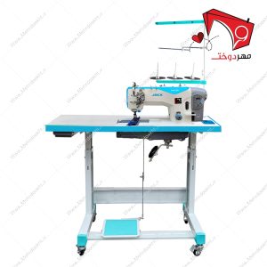 چرخ خیاطی دو سوزن دو ماکو کمپلت ریز بدون استپ جک- نمای سوار شده