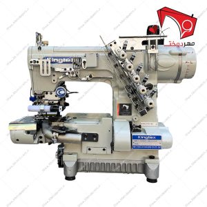 چرخ خیاطی میاندوز تیغ راست کینگتکس مدل CT09083 با قابلیت دوخت میاندوزی و برش همزمان پارچه و نوار بهمنظور برش نوار و دوخت آن روی پارچه، حاشیههای لباس زیر