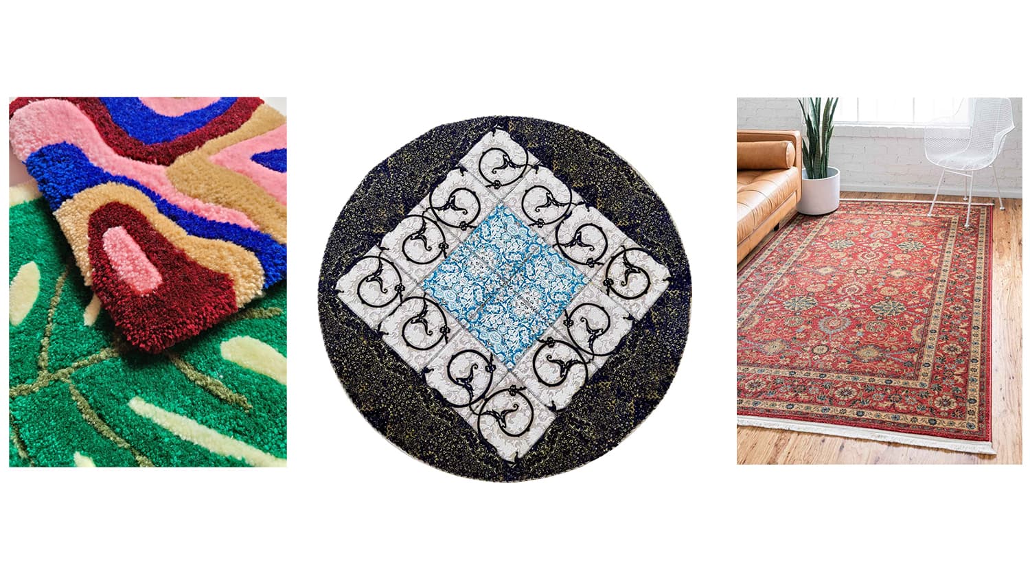 نمای انواع فرش‌ها و مراحل دوخت آن
