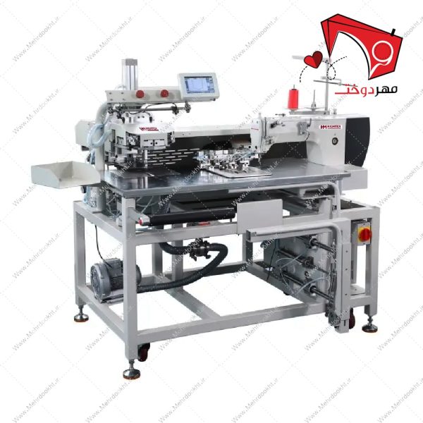 خرید و قیمت دستگاه چرخ خیاطی جیب پشت دوز فول اتوماتیک هایتکس، با قابلیتِ دوخت انواع جیب پشت شلوار به‌صورت تمام اتوماتیک، بدون نیاز به اتوی جیب