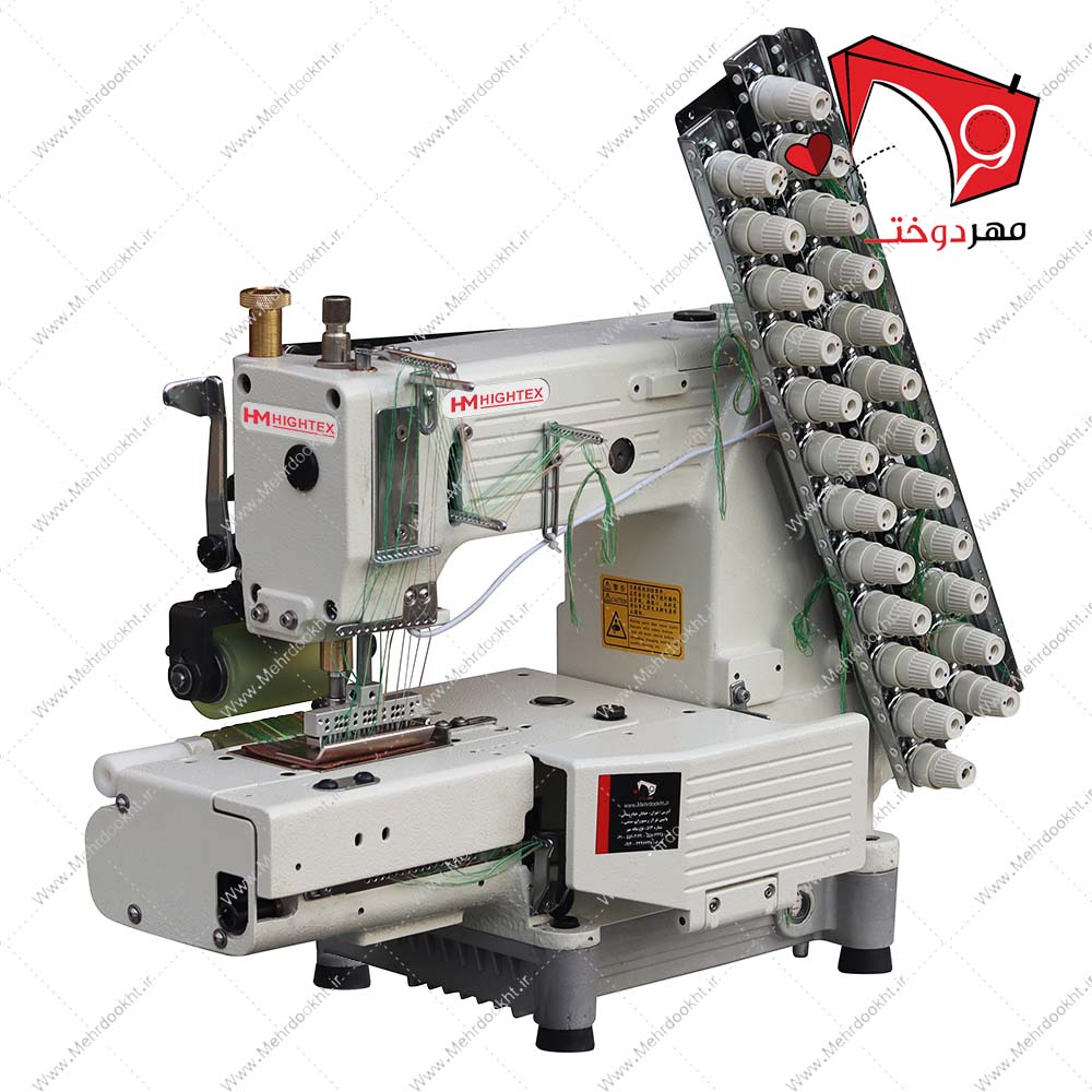 Mehrdookht.ir- Hightex Light Fabric 13 Needle ChainStitch Machine- 3D Left View خرید و قیمت چرخ خیاطی کمرکش ۱۳ سوزنه ضخیم دوز هایتکس، قابلیت دوخت راستهدوزی در ردیفهای موازی از رو و زیر پارچه، مناسب جهت استفاده در کارگاههای تولیدی.