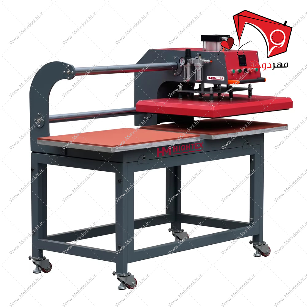 Mehrdookht.ir- Pneumatic Heating Press Two Plate 4060- Hightex خرید و قیمت دستگاه پرس چاپ پنوماتیک اتوماتیک دو صفحه هایتکس ۴۰x۶۰ با هد متحرک مدل HT-PN2S-MH۴۰۶۰. قابلیت پرس انواع کارهای مختلف با گستردگی بالا.